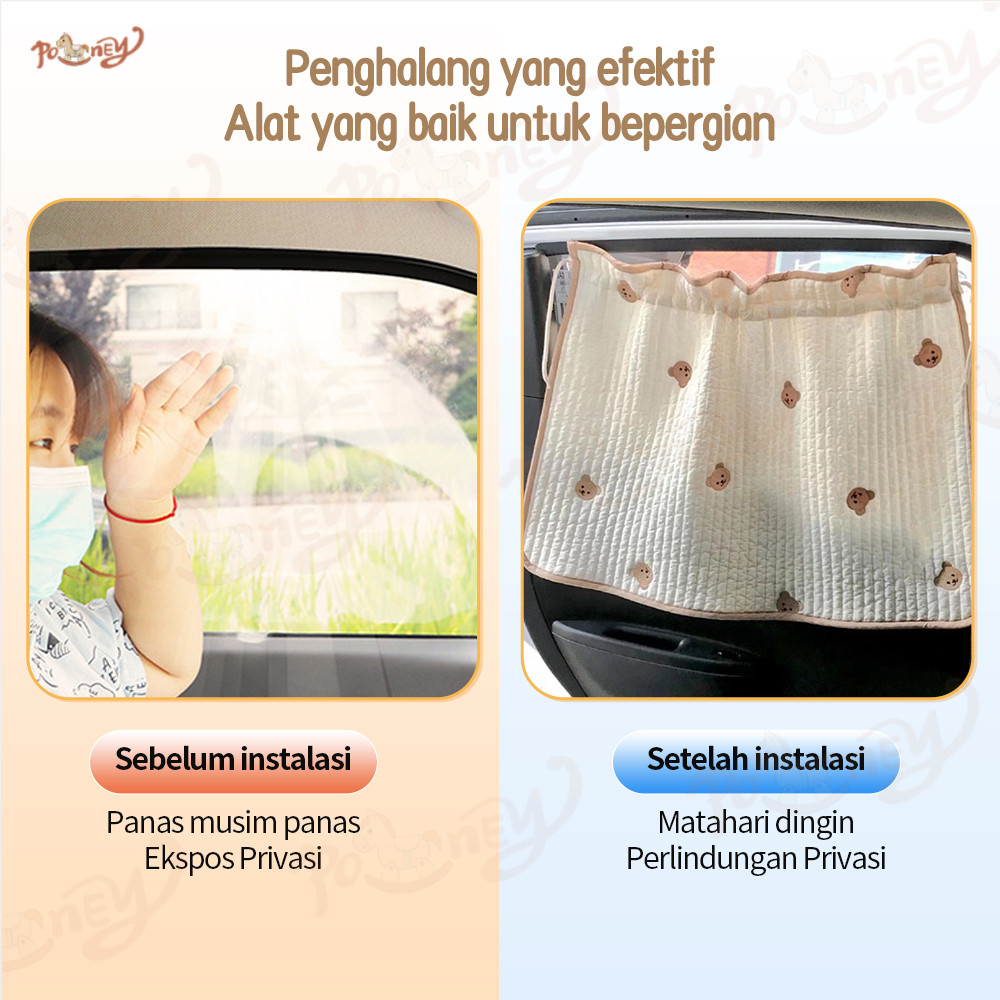 Aluna_Collection4 Poney Tirai Jendela Mobil Bayi Anti Uv Gorden Mobil Lucu Car Curtain