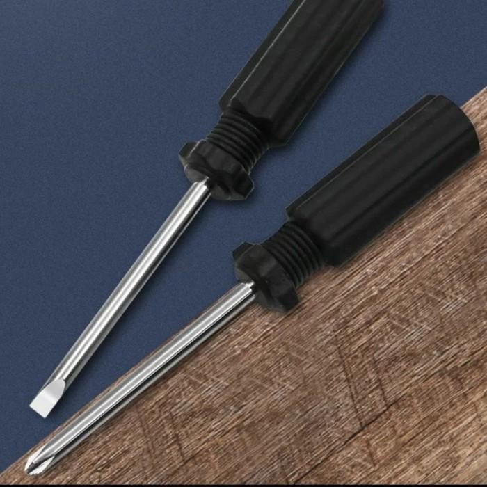 obeng plus dan min + - screwdriver black - 1SET PLUS & MIN