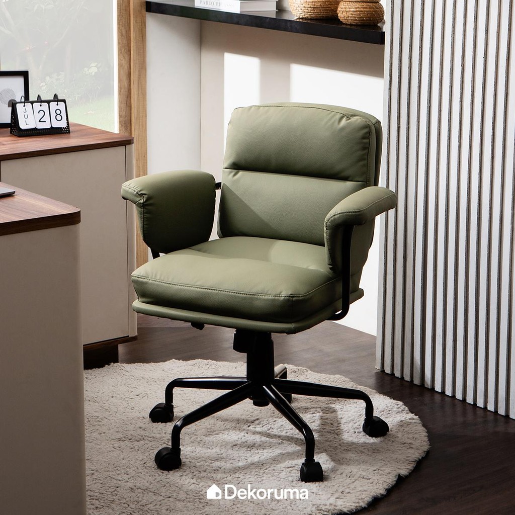 Dekoruma KOICHI Kursi Kantor Kulit Sintetis / Kursi Kerja Ergonomis Bahan Faux Leather / Office Chai