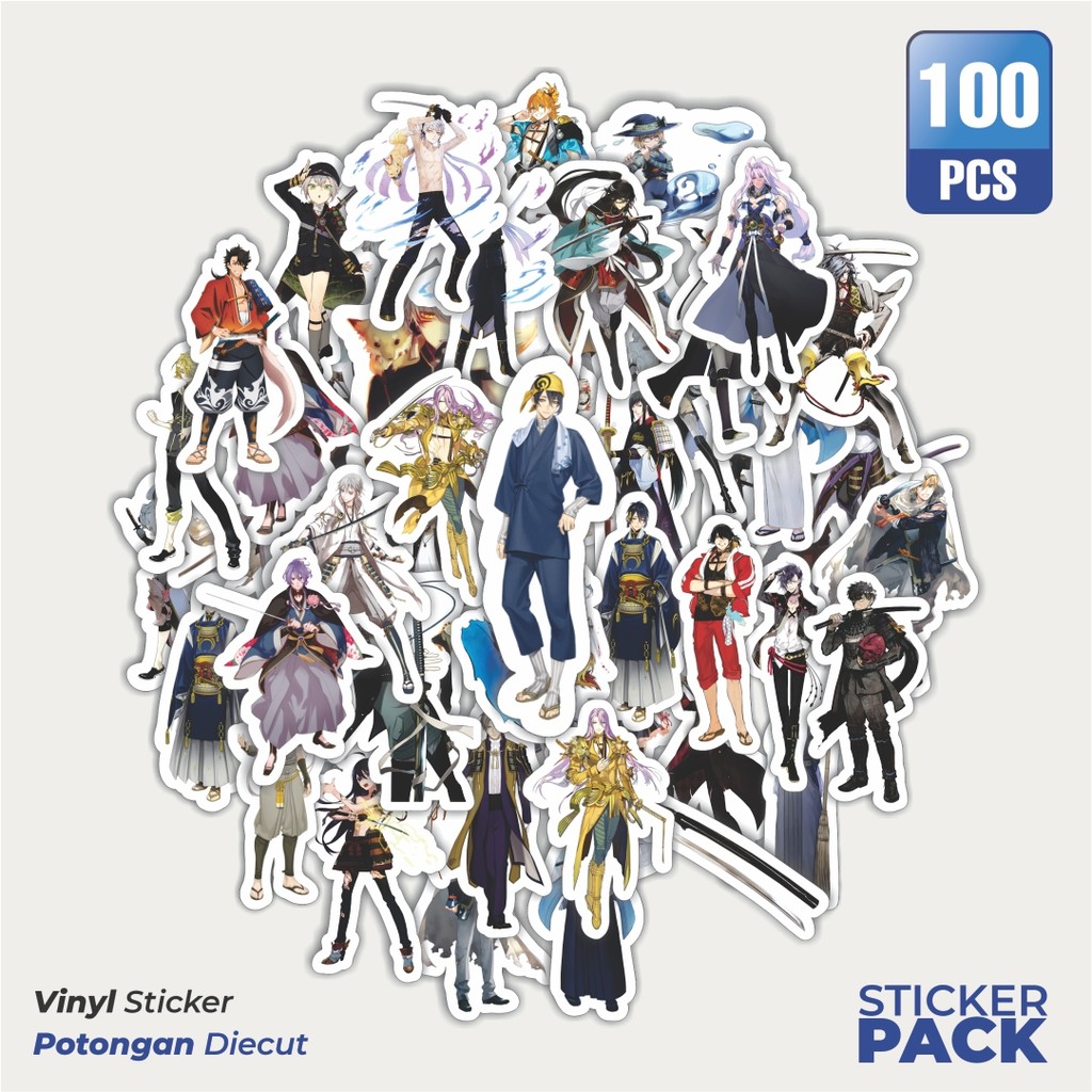 

100 PCS STIKER Stiker Game Series Touken Ranbu Karakter V2 Waterproof Aesthetic- Untuk Laptop, Motor, dan Helm - Paper Stationery Pack