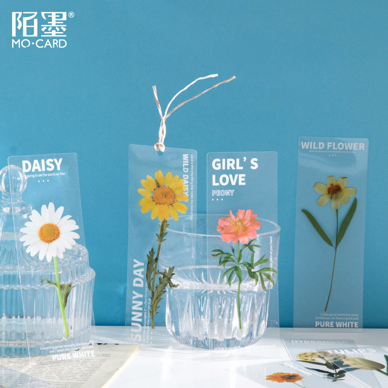

5pcs/pack Natural Plant Institute Series PET Translucent Bookmark Literary Ins Dried Flower Handbook Reading Books Accessories