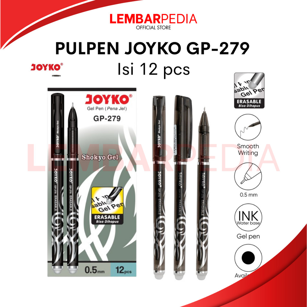 

PULPEN GEL BISA DIHAPUS JOYKO GP-279 ISI 12 PCS SHOKYO GEL (ERASABLE PEN)