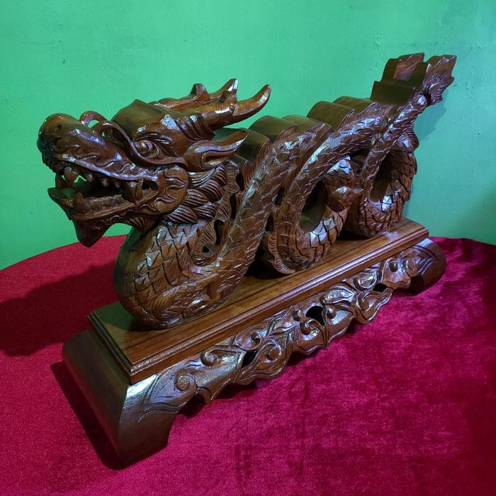 Stand Jagrak Pusaka Ukiran Naga Istimewa Kayu Jati Asli