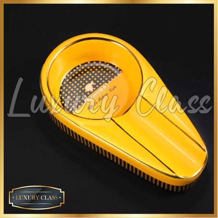Cohiba Ceramic Ashtray Single Holder Yellow, Asbak Keramik Mini