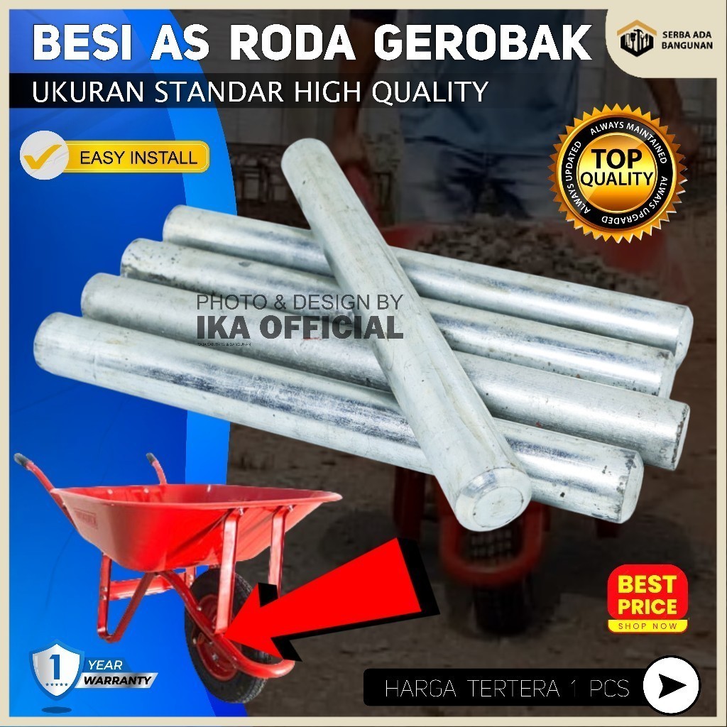 SAB AS RODA GEROBAK PASIR / BESI AS GEROBAK SORONG