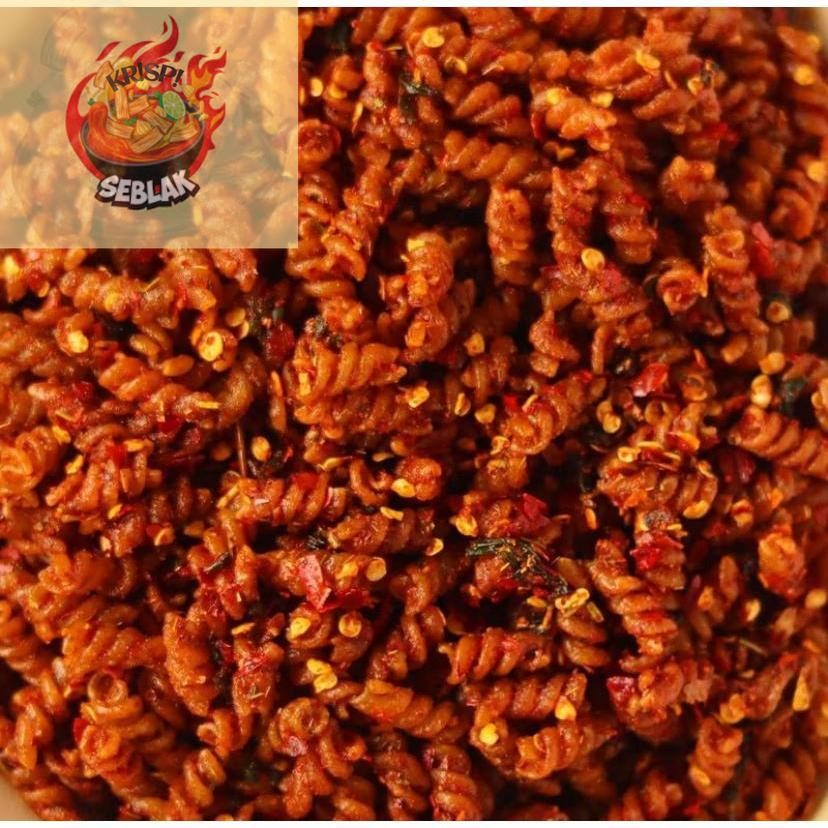 

Seblak krispi seblak makaroni spiral/makaroni kriwil/makaroni ulir pedas daun jeruk bumbu melimpah. s
