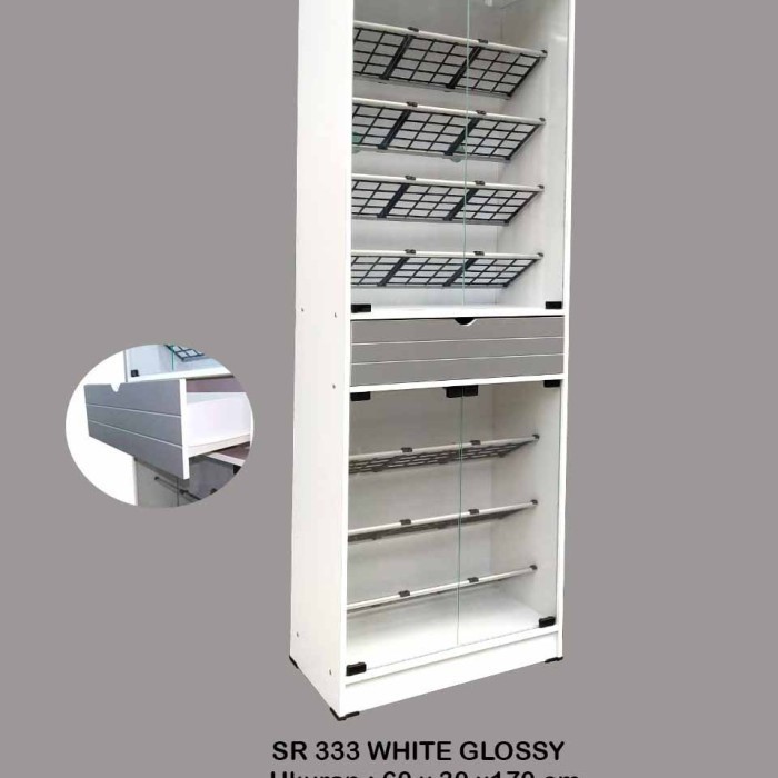 Lemari Sepatu Type SR 333 WHITE GLOSSY