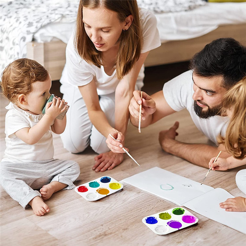 

100 Pcs Plastic Paint Palette 6 Well Watercolor Palette Rectangular Paint For Kids Student Adult DIY Craft Art Painting
