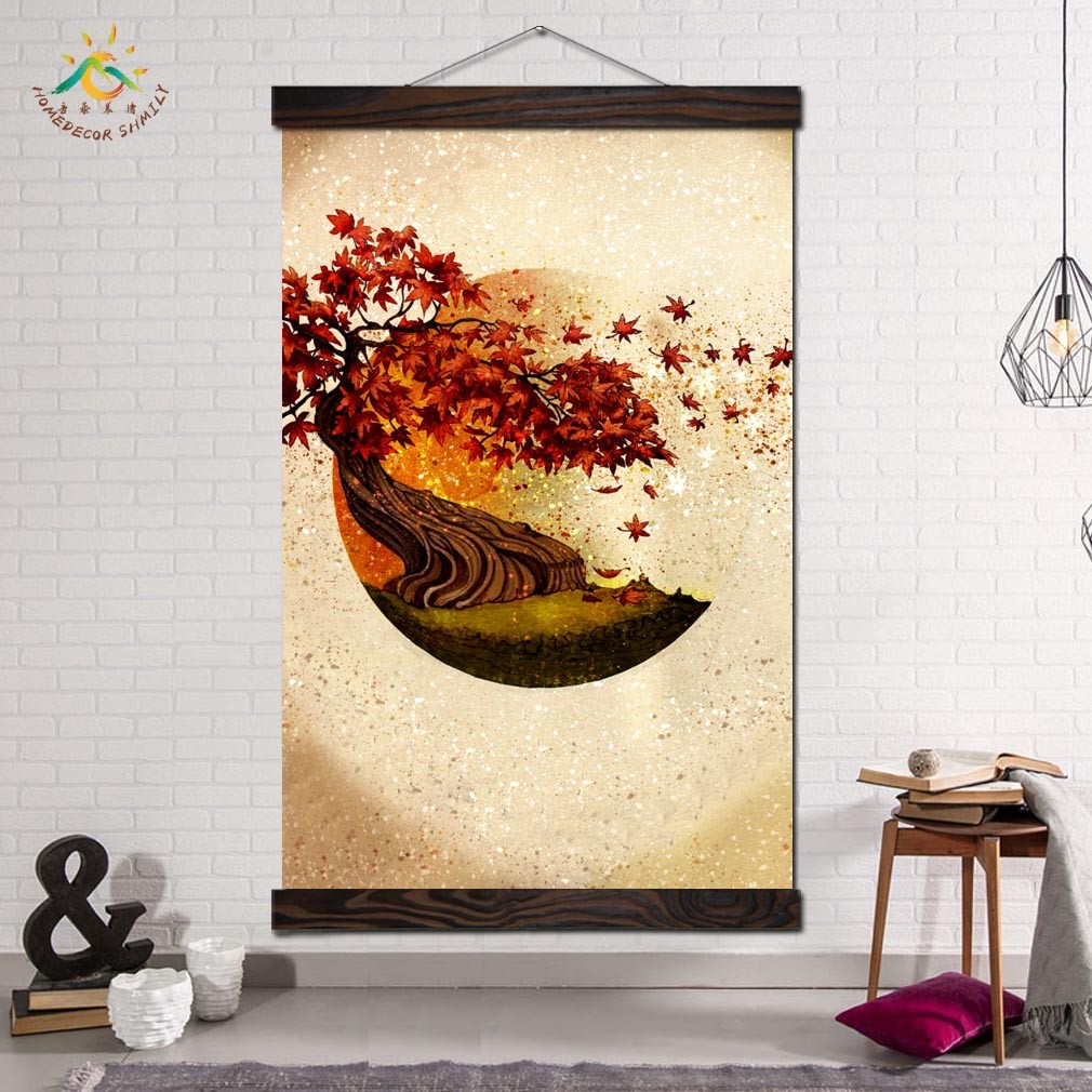 

Japanese Abstract Maple Tree Modern Art Wall Painting Vintage Canvas Painting Prints and Posters Home Pictures for Living Room