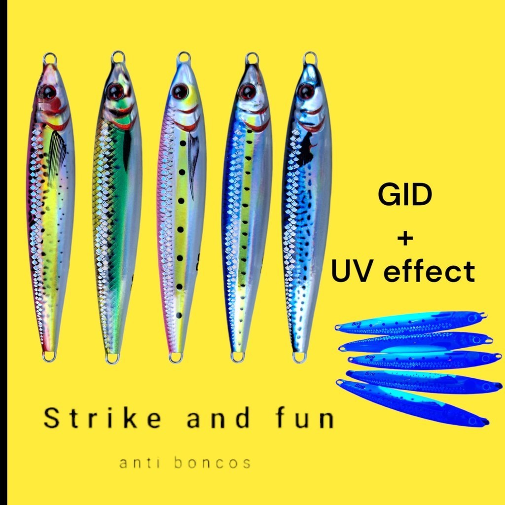 metal jig kualitas tinggi | umpan jigging 60 80 100 gram UV Effect dan GID umpan jigging realistis