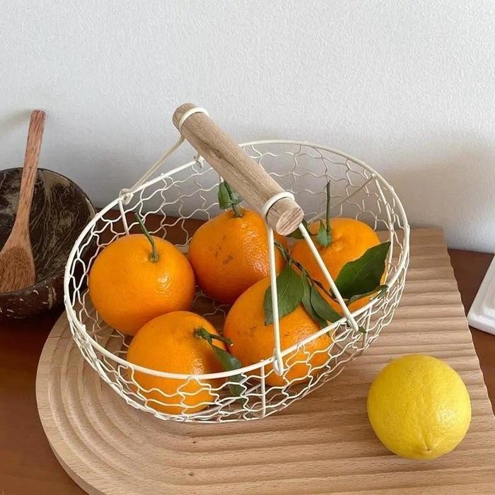 

keranjang besi Keranjang Retro keranjang telur tamu ruang makan desktop makanan ringan keranjang roti keranjang penyimpanan kosmetik Keranjang Buah Kecil - white