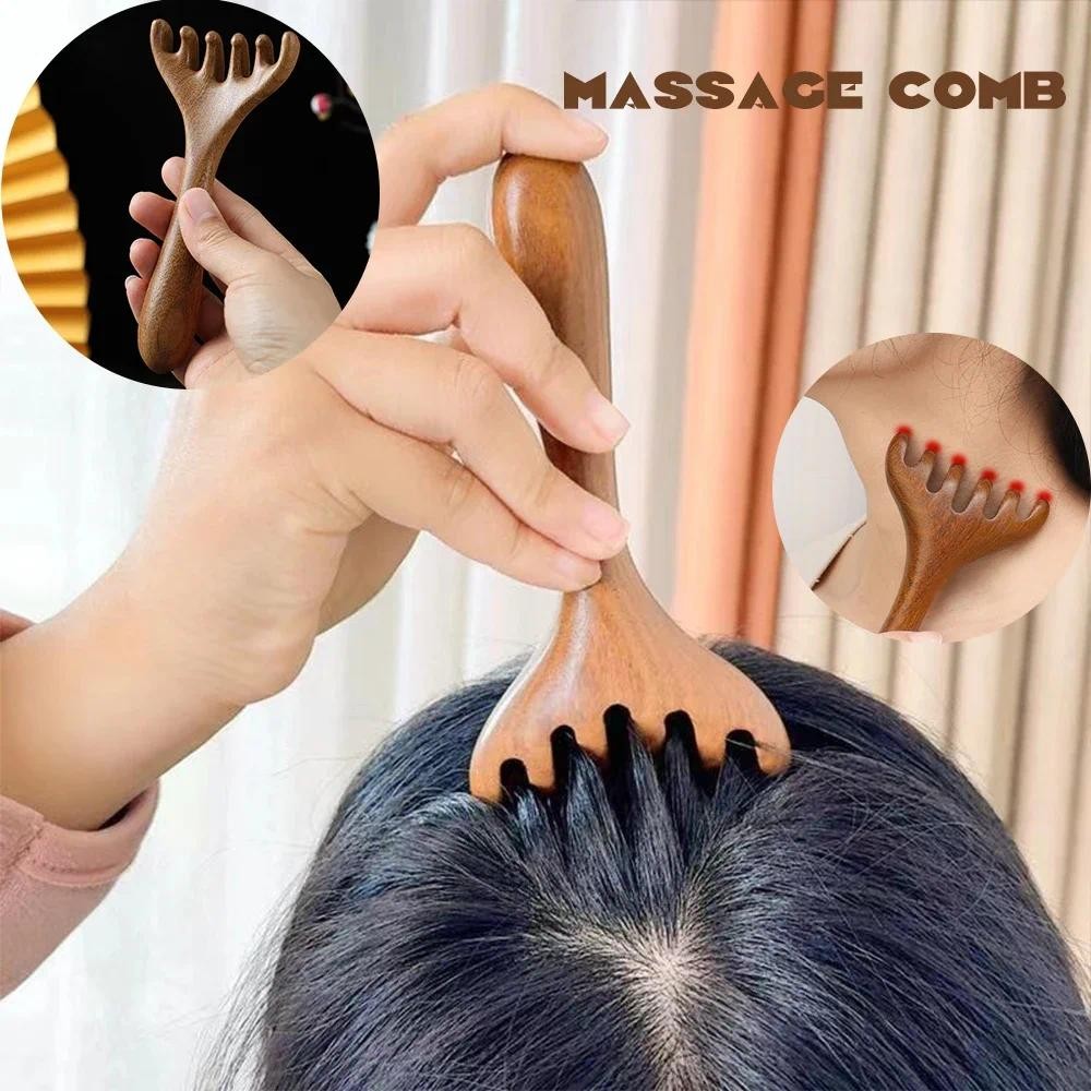 Scalp Relaxation Wooden Massage Comb Healthy Head Therapy Facial Scraping Meridian Massage Comb Rela