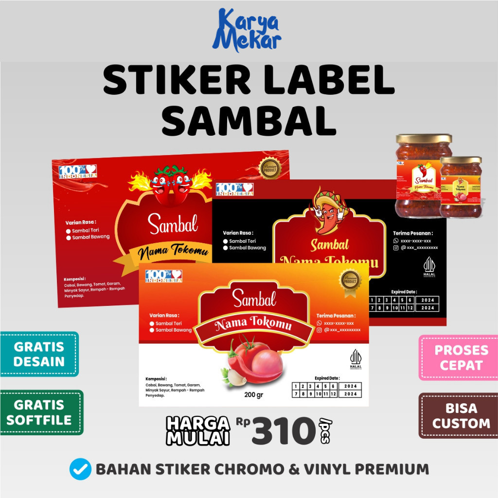 

Cetak Stiker Sambal Label Toples Custom