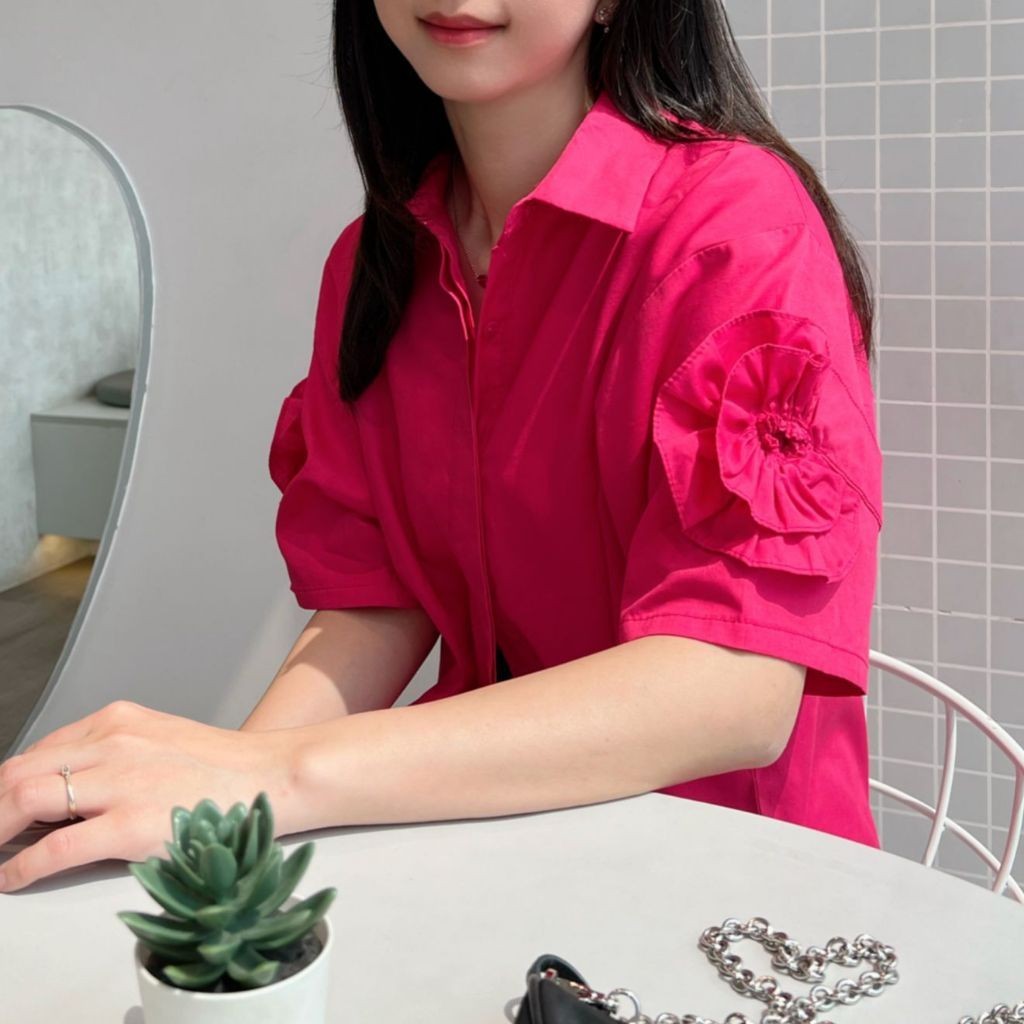 Percent - Kemeja Wanita Oversized Flower Lengan Pendek