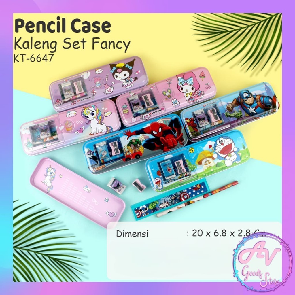 

Kotak Pensil Kaleng Set Karakter KT6647 / Tempat Pensil + Alat Tulis Set Fancy