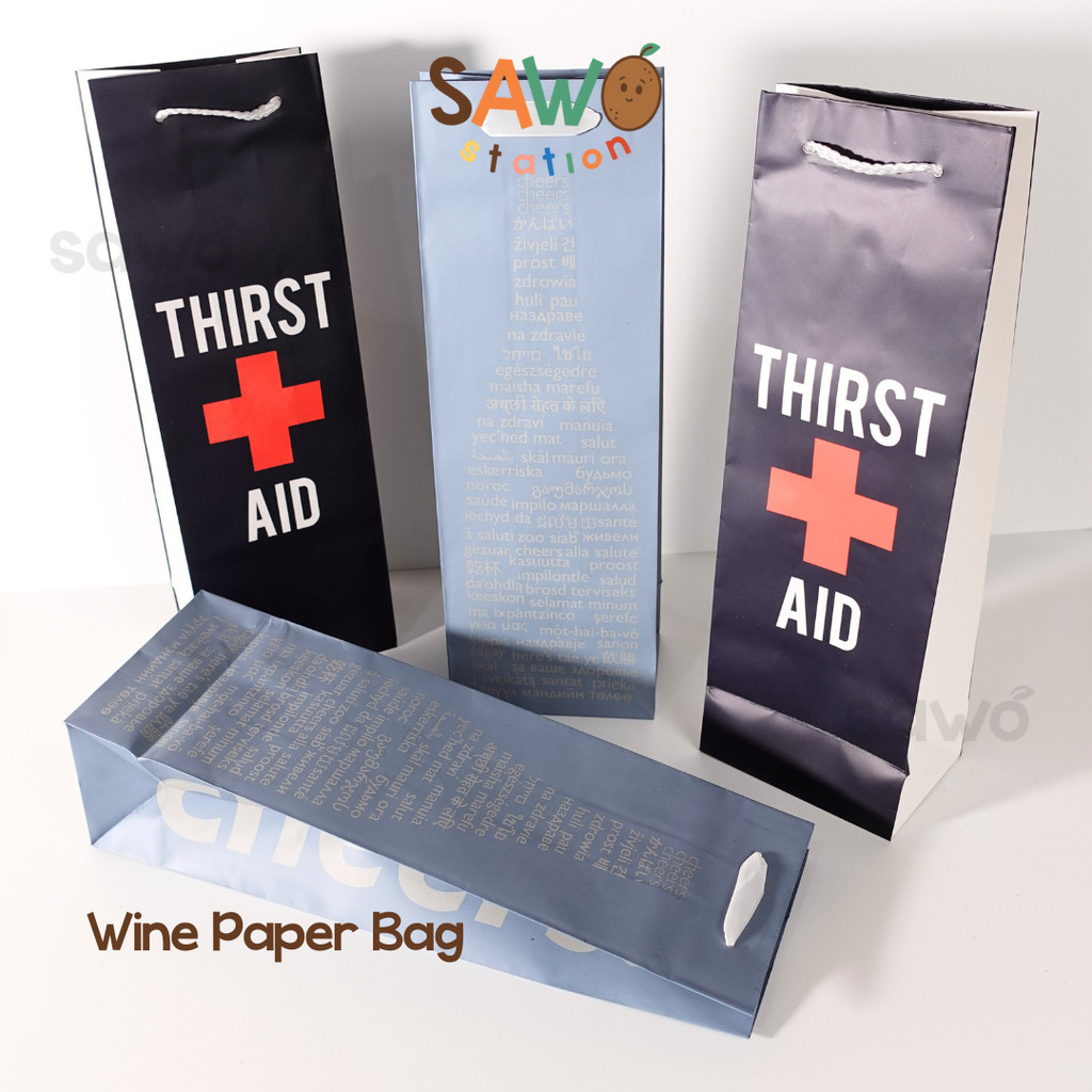 

[12.3x8.5x34.5cm] First Aid Cheers Wine Paper Bag Kantong Hadiah Bingkisan Kado