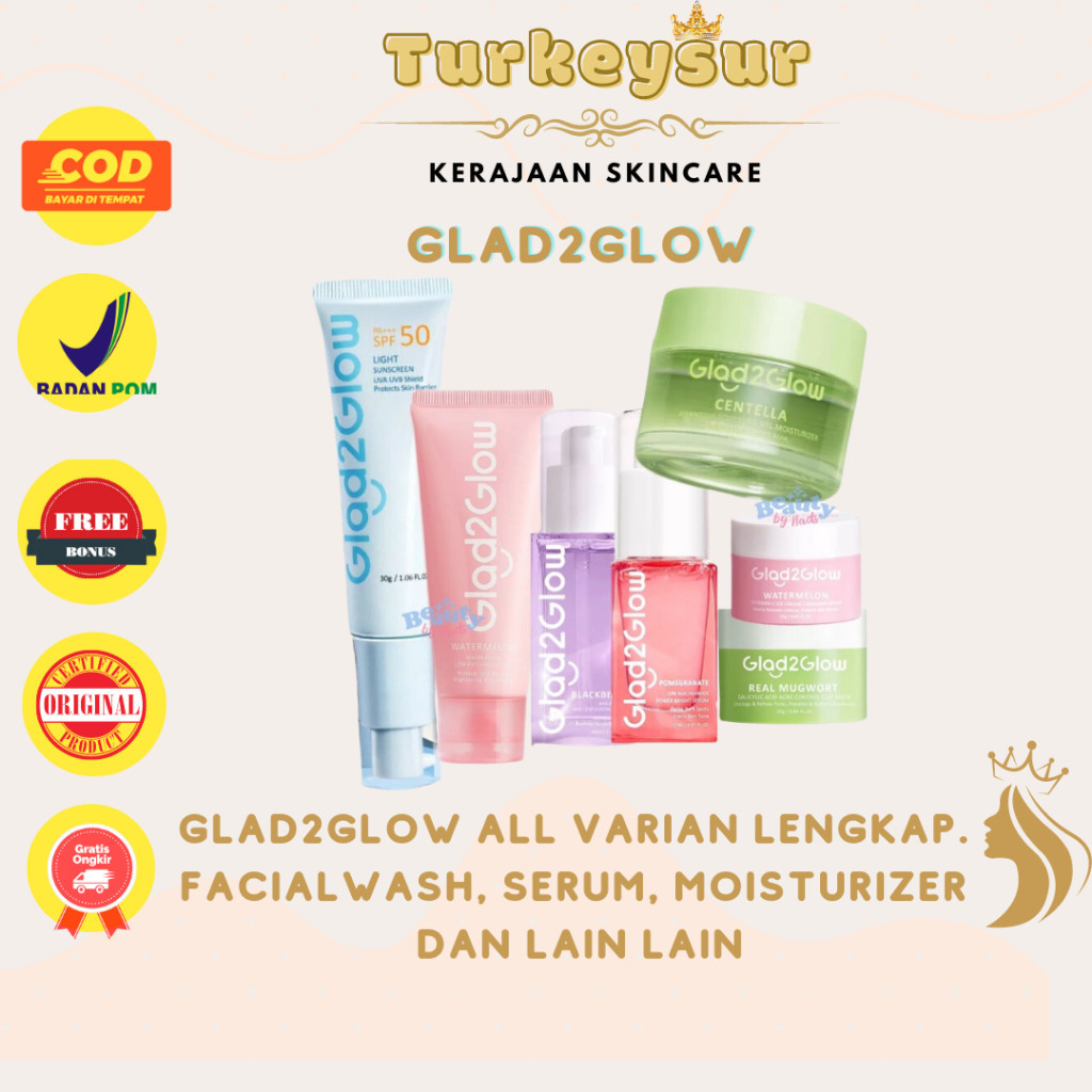 GLAD2GLOW SUNSCREEN MOISTURIZER GEL SPF 50 PA+++ BLUEBERRY CENTELLA MOISTURIZER GEL CREAM WATERMELON