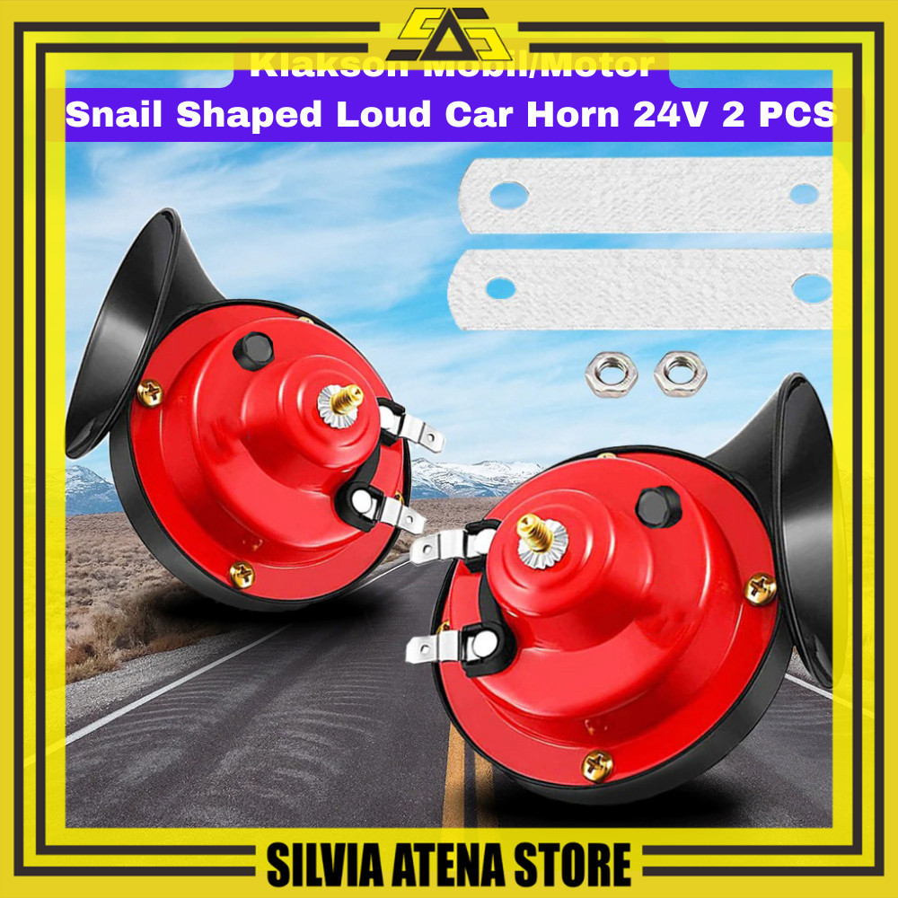SILVIA ATENA STORE-Klakson Mobil / Motor Snail Shaped Loud Car Horn 24V 2 PCS klakson 24V klakson ke