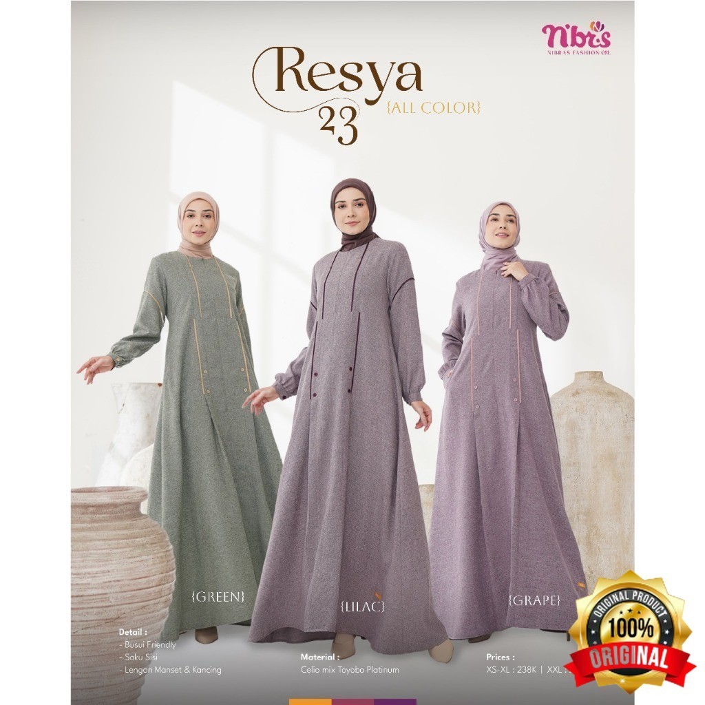 NNT - Nibras Resya 23 Gamis Wanita Muslimah Jubah Polos Syari Dress Daily OOTD Original