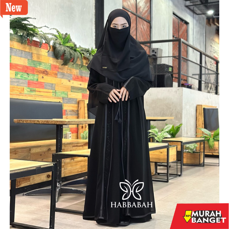 abaya shopee haul 2024 Abaya Outer Hitam Jetblack Dress Gamis Hitam Wanita SALSA