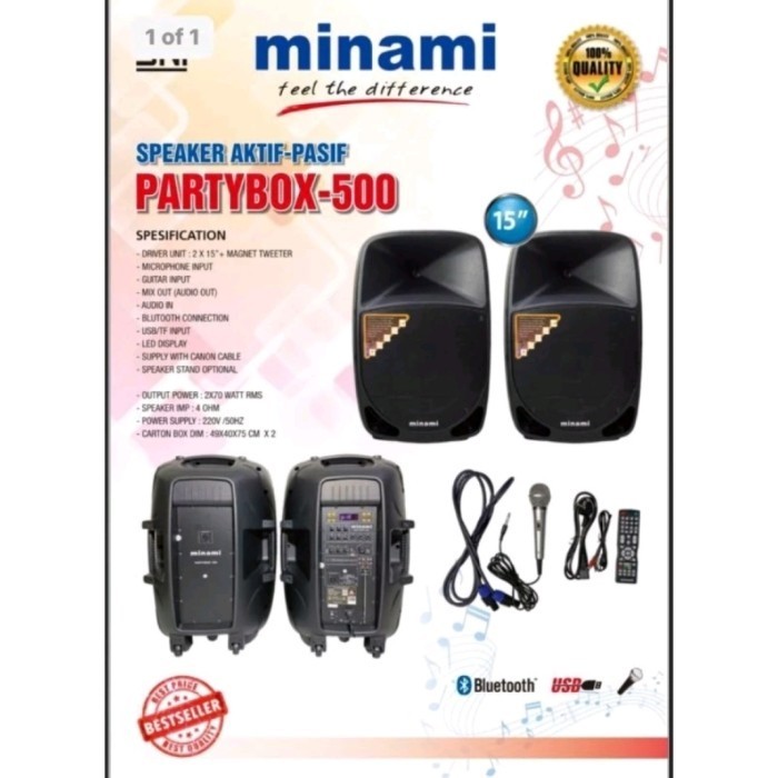 Speaker aktif pasif 15 inch Minami partybox 500 sound system aktiv pasiv