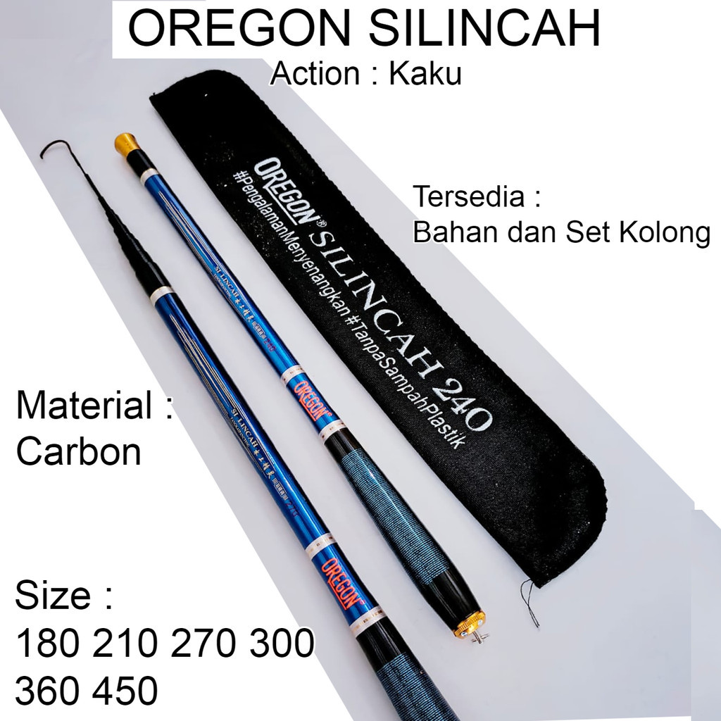 Joran Pancing Tegek Oregon Silincah 180 210 240 270 300 360 450 Tangkai Ros Pendek Atau Walesan Carb