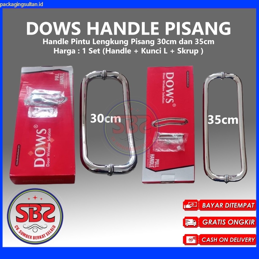 DOWS Handle Lengkung Handle Pisang Tarikan Pintu Kupu Tarung - Handle Pintu Lengkung Pisang 30cm dan