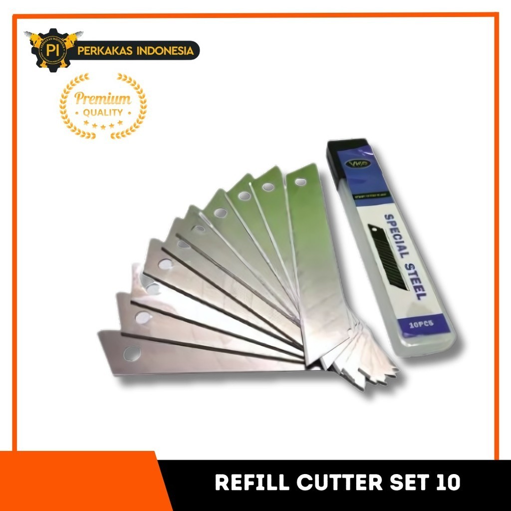 

Refill Cutter Besar SET 10 Pcs Isi Ulang Mata Cutter Set 10 Pcs 18 mm Mata Pisau Alat Potong Pisau Sparepart Pemotong PVC Kardus Kertas Sheet Serbaguna