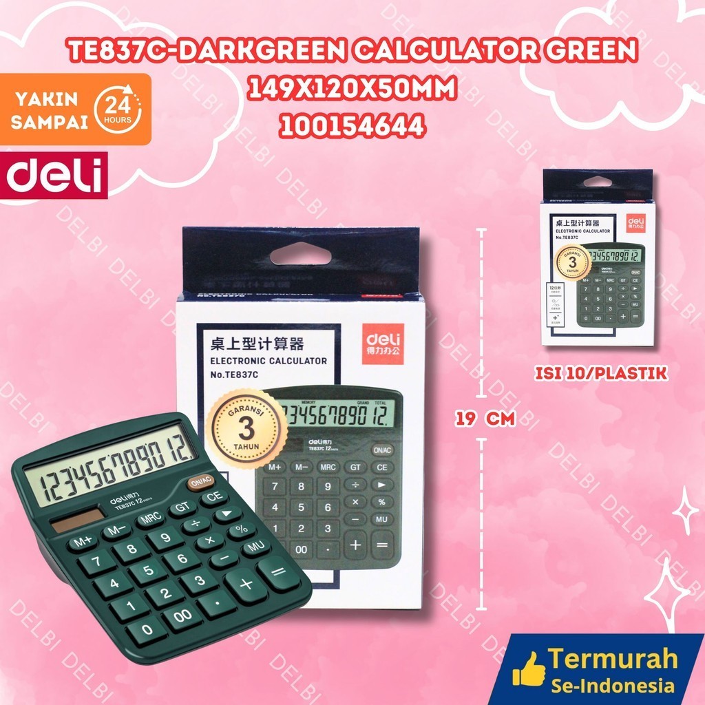 

Deli Desktop Calculator TE837C-DARK GREEN CALCULATOR GREEN