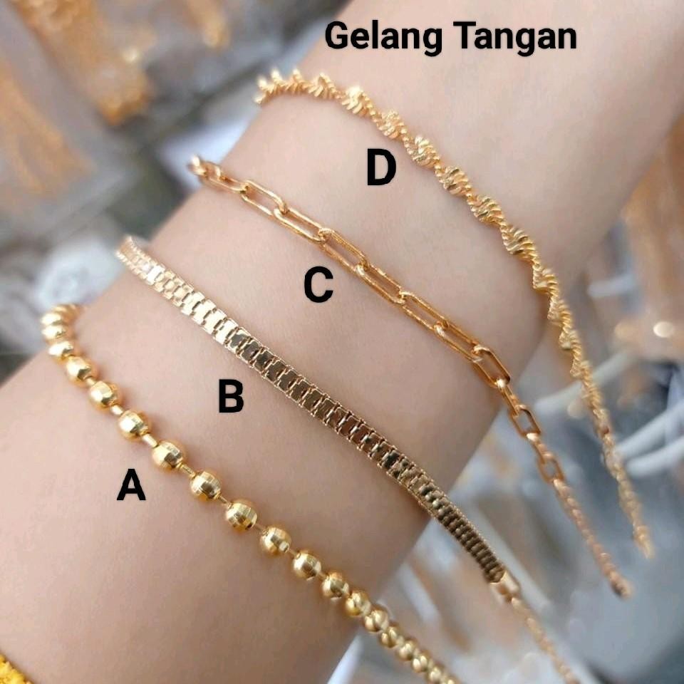 Pelangi Surabaya - Gelang Tangan Rantai Polos 04 Emas