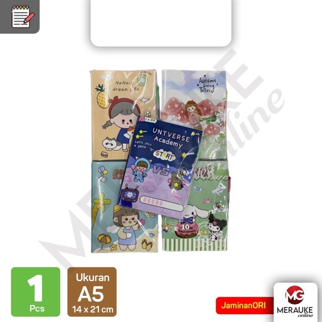 

Buku Notes Cover Mika A5 Kancing + Ballpoint / Buku Catatan / Notebook