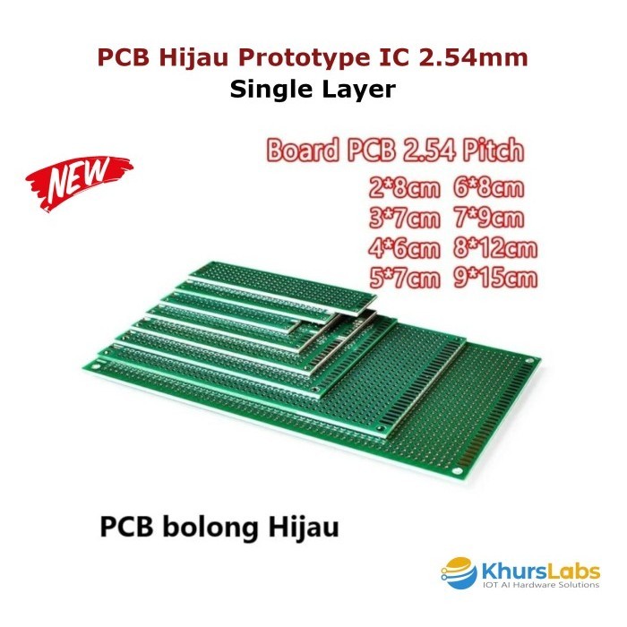 SYS99 PCB Hijau Prototype Titik IC 2.54mm Lubang Bolong Single Layer - IC 7X9CM