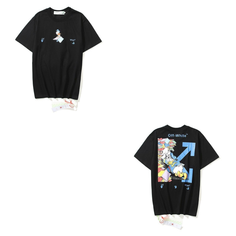 Off white T shirt cordon zebra ow katun abu-abu lengan pendek arrow coat Pria Wanita O-neck logo hit