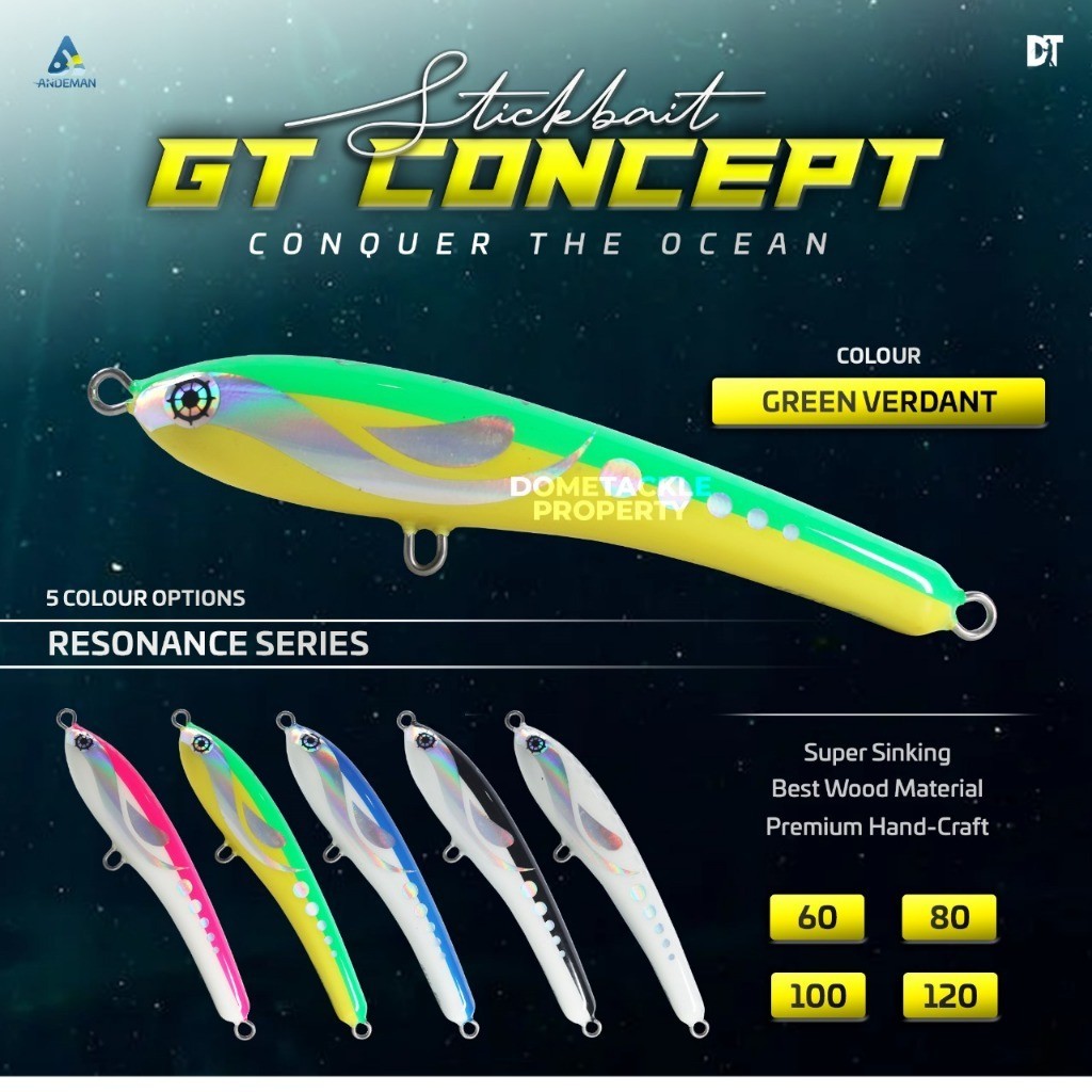 Umpan Casting Stickbait GT Concept By Andeman Umpan Popping 60g 80g 100g 120g Super Sinking