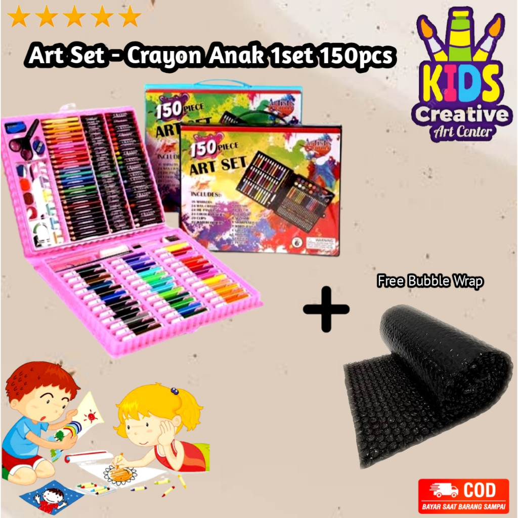 

Crayon Anak Set 150 pcs Set Spidol Alat Menggambar Mewarnai Pensil Krayon Set Art Colouring Free Bubble Wrap / B C