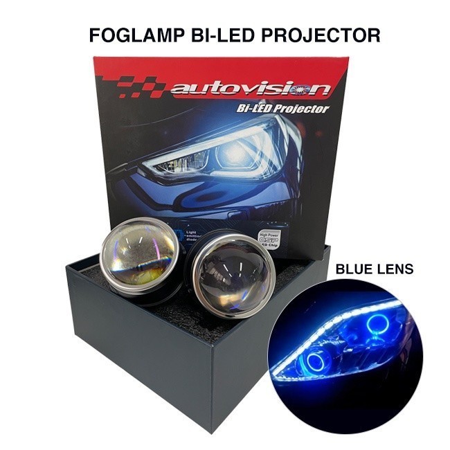 Lampu Kabut Foglamp Projector Bi-LED 3″ inch Autovision (Blue Lens)