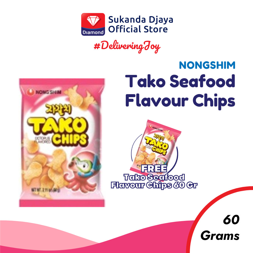 

Nongshim Tako Seafood Flavor Chips Snack 60 Gr [Buy 1 Get 1]