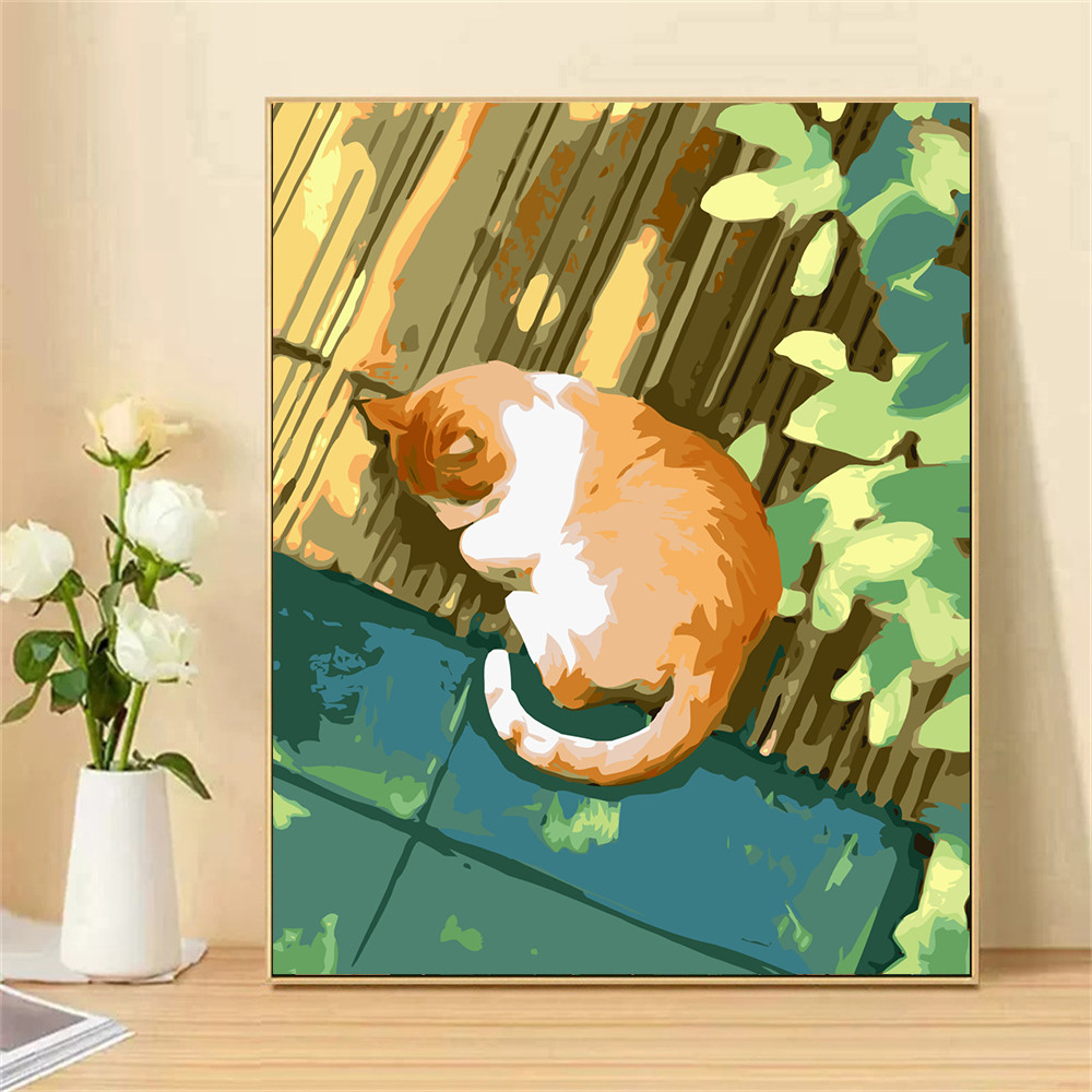 

Painting by Numbers For Adult Kit Napping Cat DIY Dropshipping Canvas Oil Paint by Number Home Decor