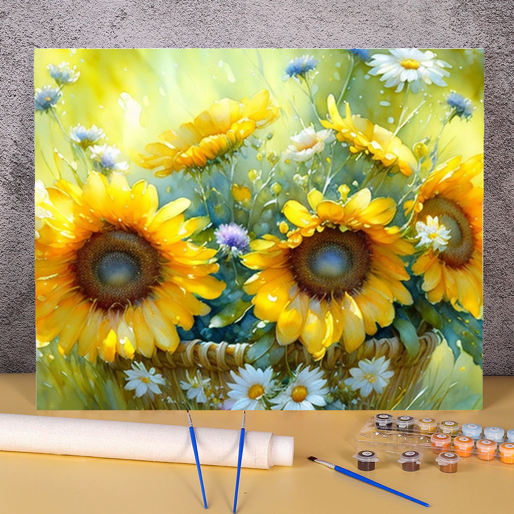 

Oil Painting Sunflower Drawing On Canvas HandPainted Art Gift DIY Acrylic Pictures By Numbers Daisy Flowers Kits Home Decoration