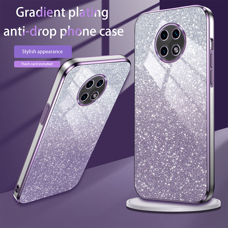 New Phone case Huawei Y9A Back cover Flash Powder Gradient Plating  Soft Silicone Casing HP