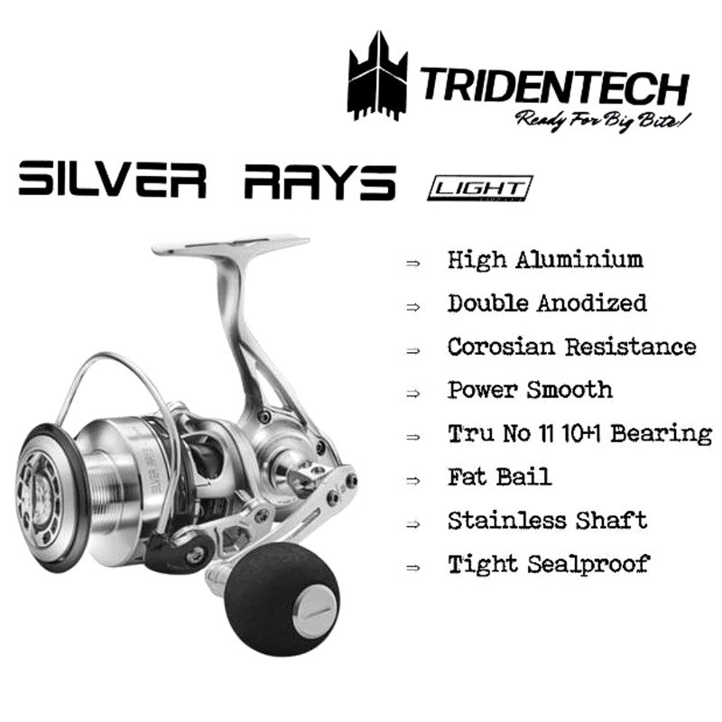 REEL SPINNING TRIDENTECH SILVER RAYS LIGHT 1000