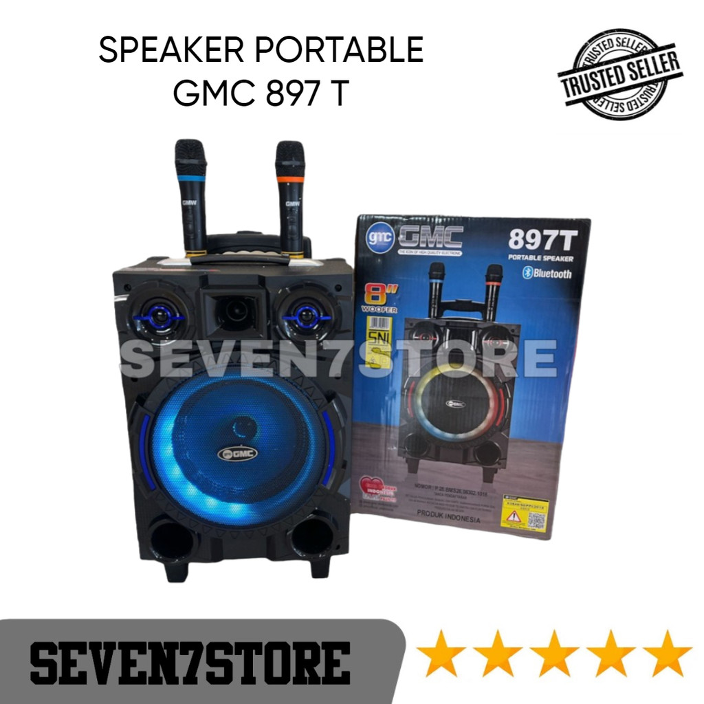 Speaker Portable Bluetooth GMC 897T 897 T bonus 2 mic Wireless