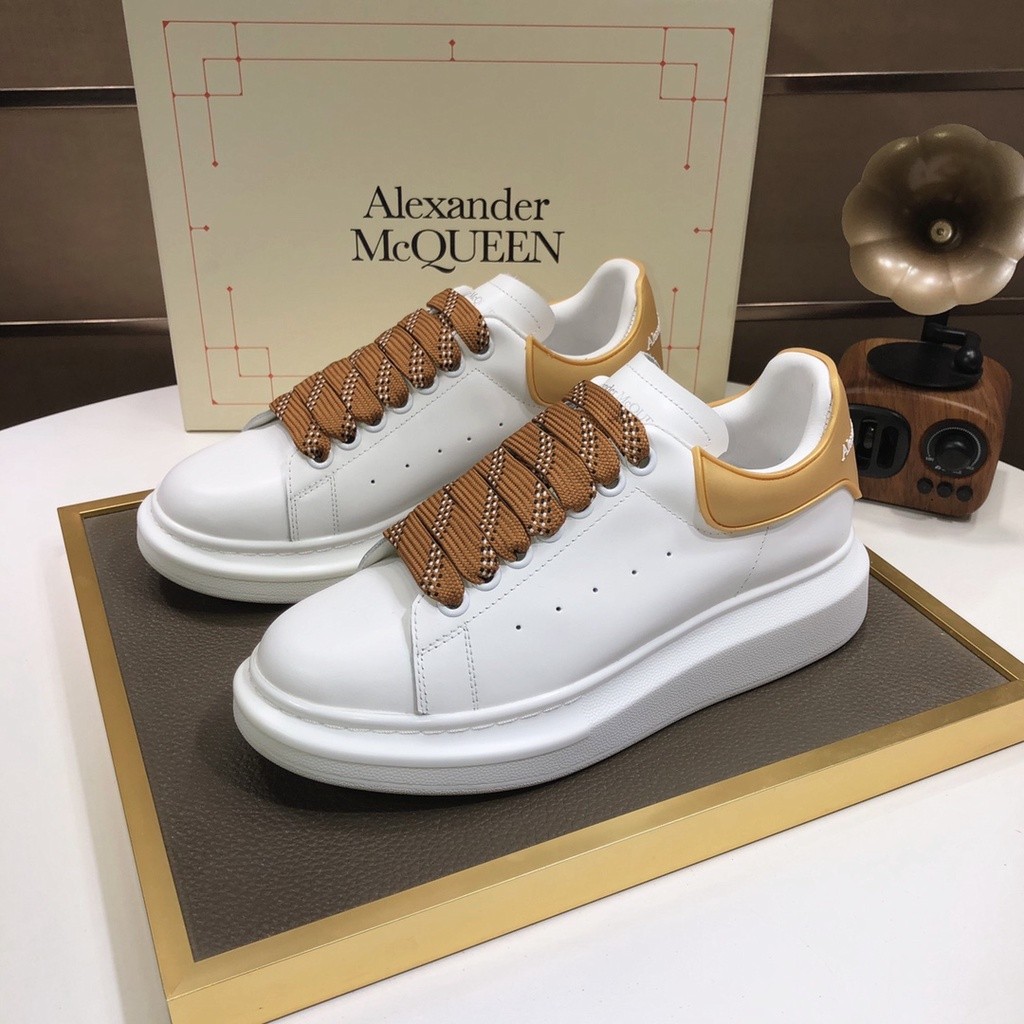 Top Quality Alexander McQueen Low cut Casual Platform Shoes Sneakers Men Women White Gold