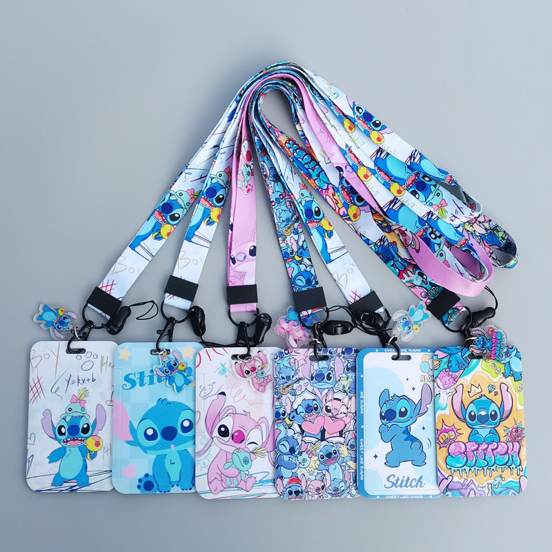 

New Stitch Card Wallets Pink Angel Anime Printing Id Card Holders Kawaii Action Figure Kids Toys Credit Card Holder Badge Holder