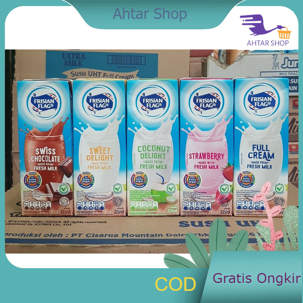 

Frisian Flag Susu UHT 225ml Dus Karton Bendera Cair Coklat Fullcream Strawberry Coconut Delight