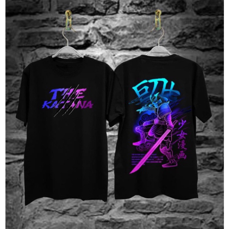 Kaos oblong samurai jepang katana hitam distro