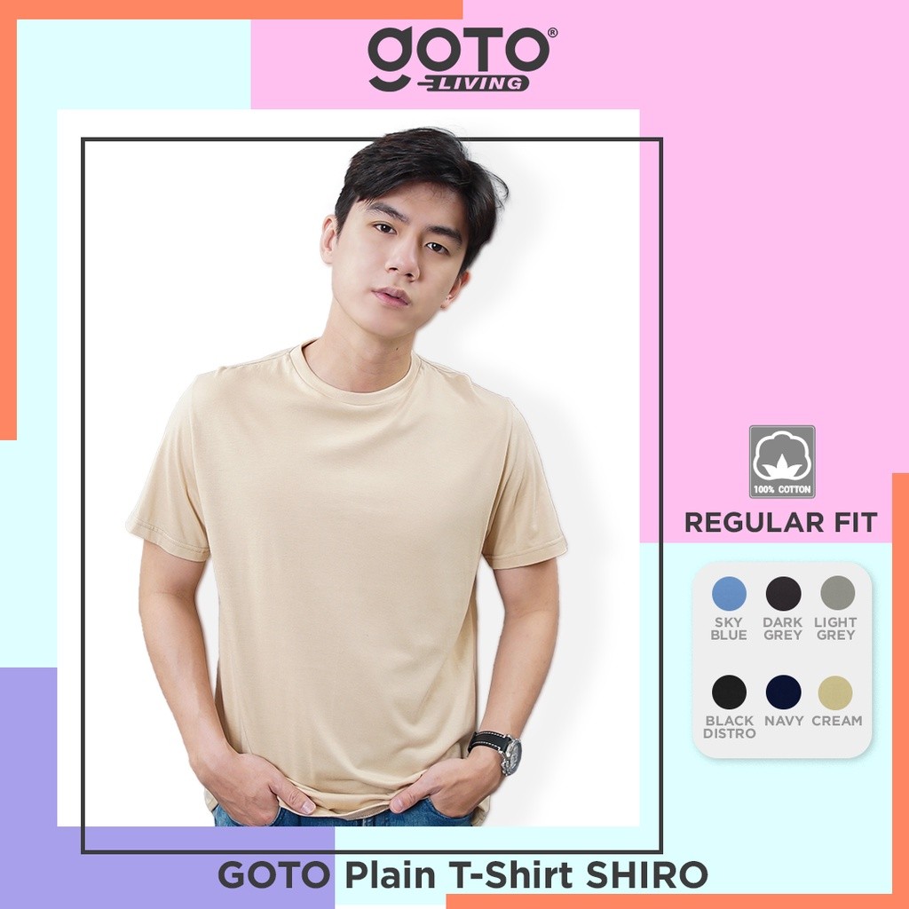 Goto Shiro T-Shirt Baju Kaos Polos Pria Wanita Unisex Supima Cotton