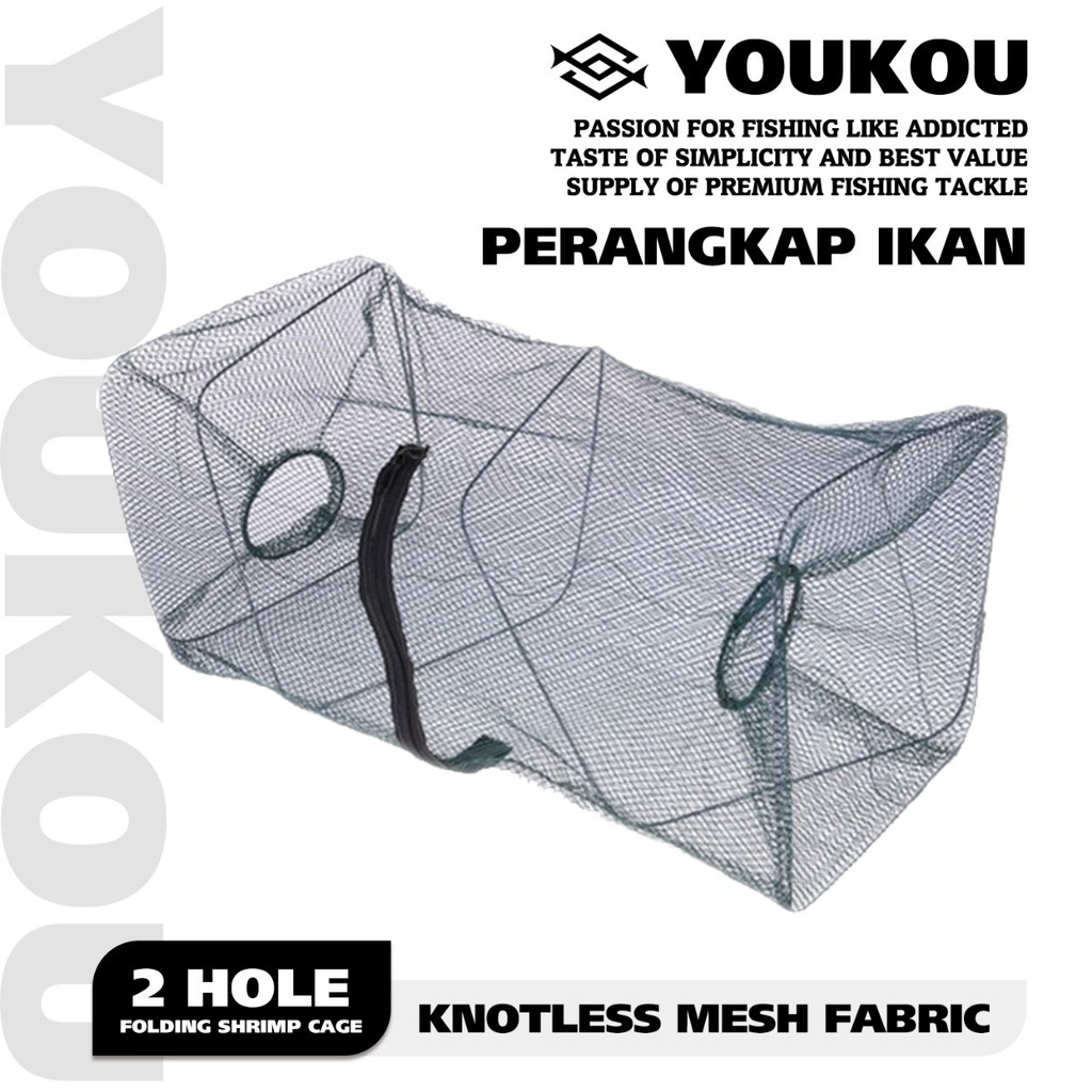YOUKOU Payung Bubu Jaring Jebakan Perangkap Udang ikan Kepiting Model Payung 2 Lubang