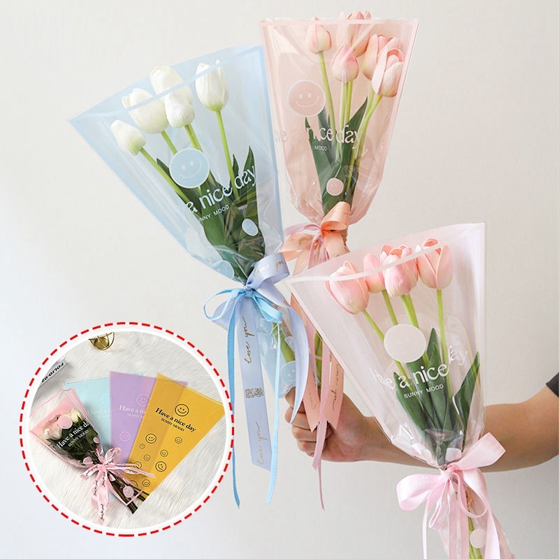 

Ins Flower Wrapping Paper Transparent Rose Bouquet Wrapped Paper Wedding Birthday Party Decoration Mother's Day Gift Packaging