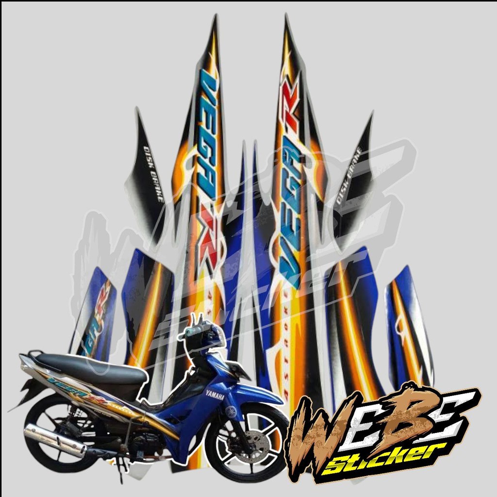STICKER STIKER POLET LIS STRIPING MOTOR FULL BODY YAMAHA VEGA R NEW WARNA BIRU SILVER KUNING